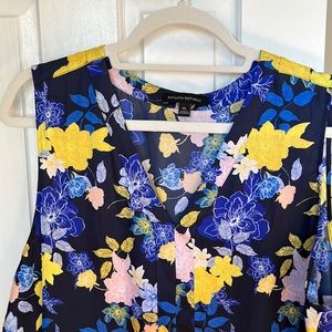 Gently worn navy floral print neck sleeveless top - size XL